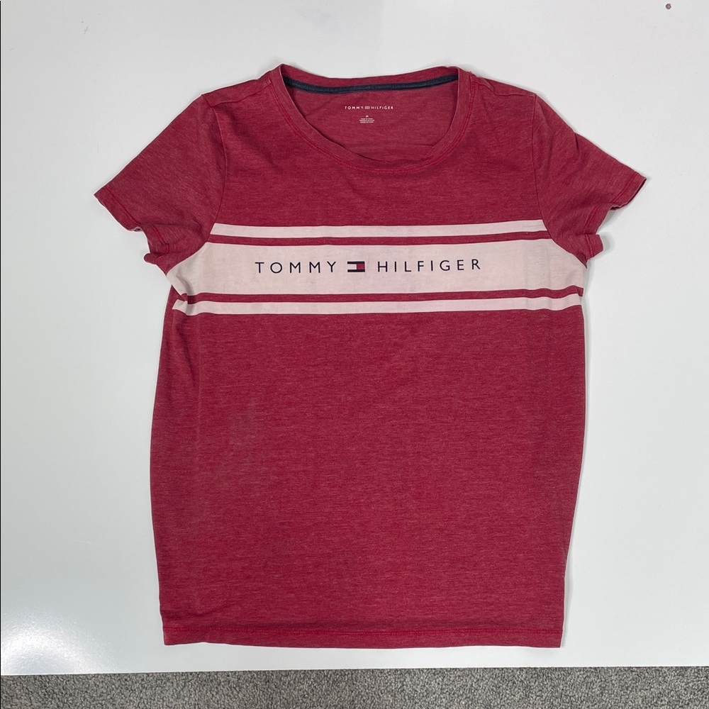 Tommy Hilfiger Burgundy Tee with Logo